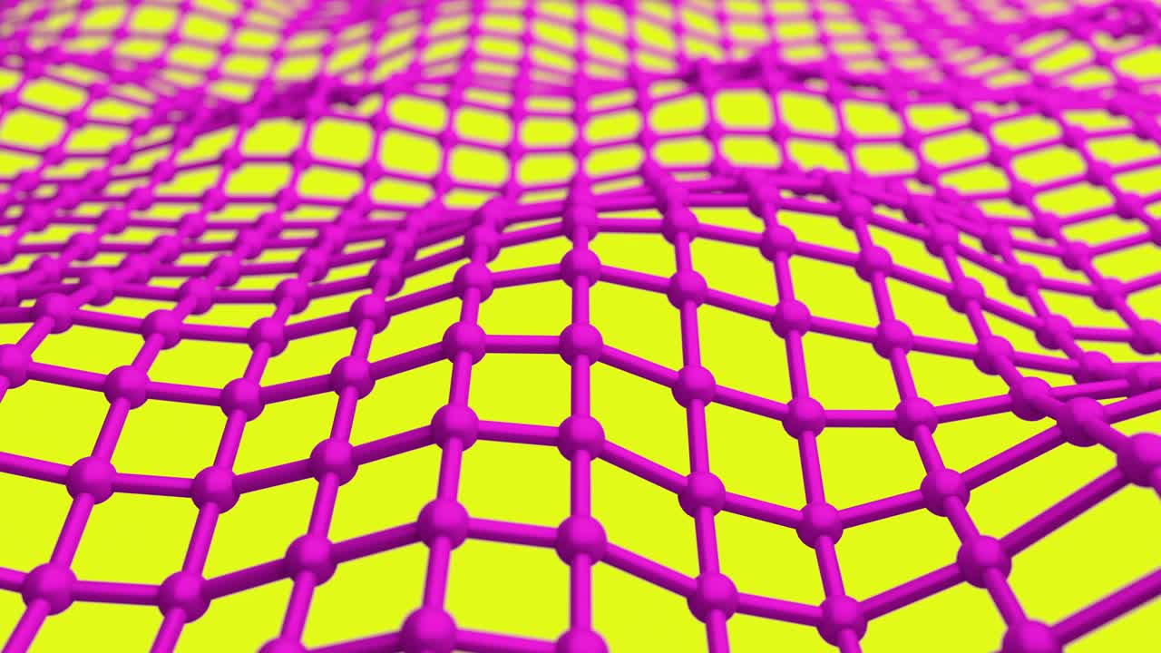estructura atómica cuadrícula geométrica molecular superficie rosada y amarilla