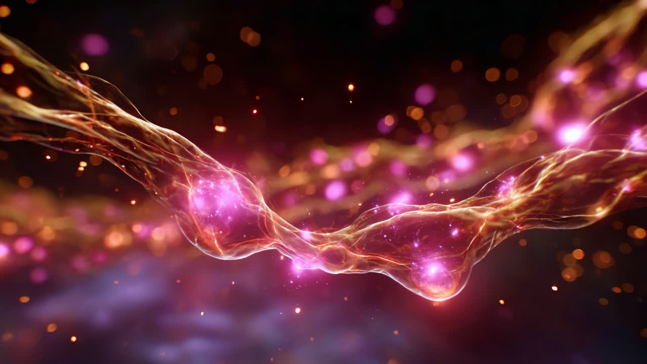 Captivating Cosmic Energy Flow with Glowing Particles and Vibrant Colors, Illustrating the Beauty of Abstract Scientific Concepts and Visualizing Energy Movement