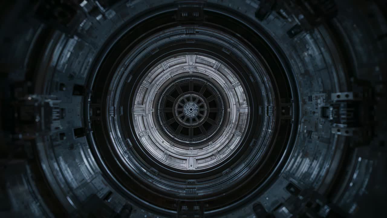 Powering ring assembly rotating and revealing hub details inside engine bay, with spokes and bolts