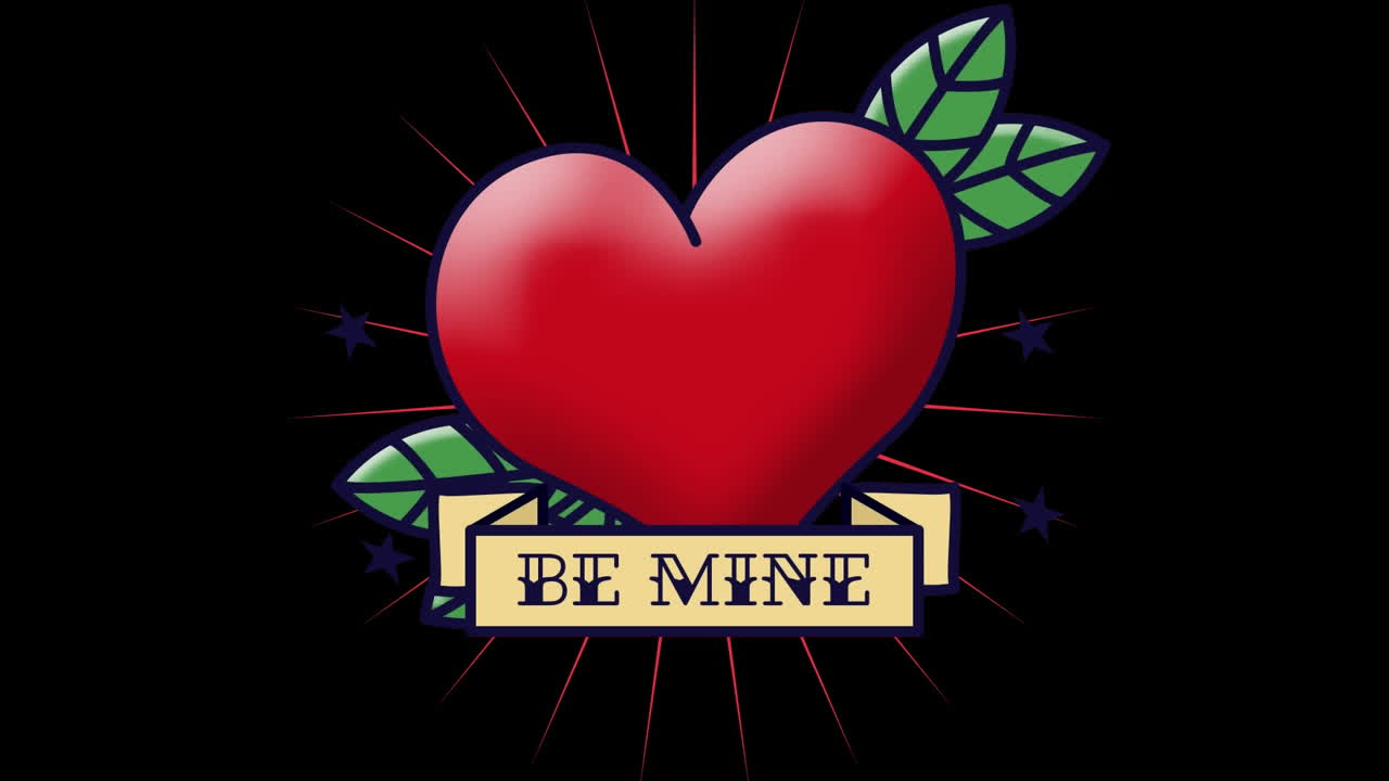 검은 바탕에 빨간 심장의 애니메이션과 내 것이 되십시오