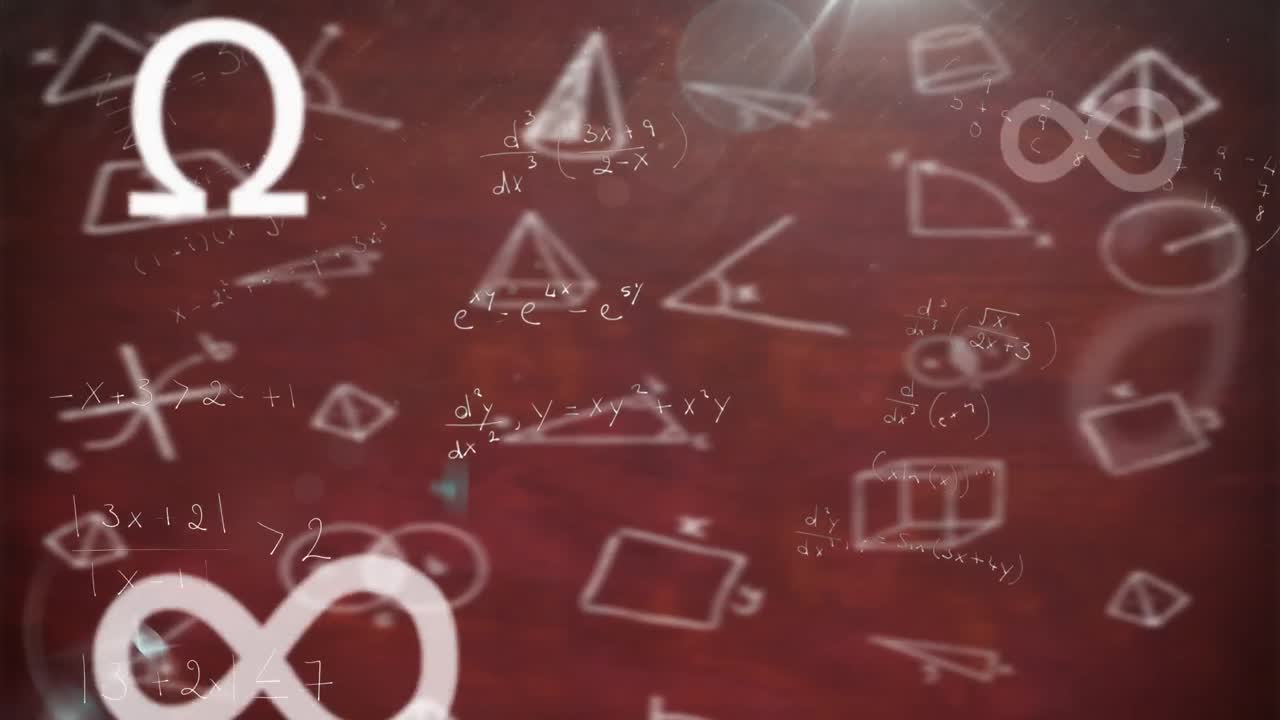 회색 배경에 수학 방정식의 애니메이션