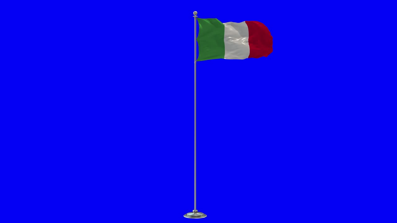 italia ilustración 3d de la bandera ondeando en un poste con llave de croma