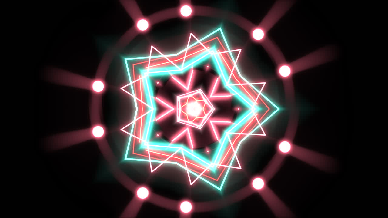 Pohyblivý barevný neonový geometrický tvar v prostoru 11