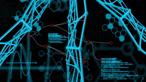 cadena de adn con codificación binaria, procesando datos científicos en animación