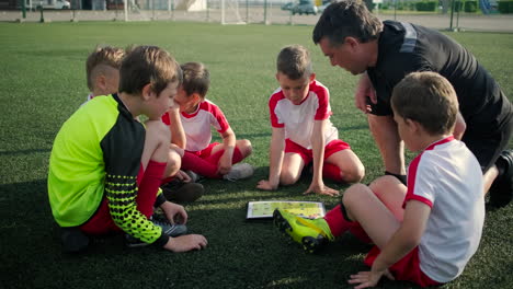 soccer coach training young players