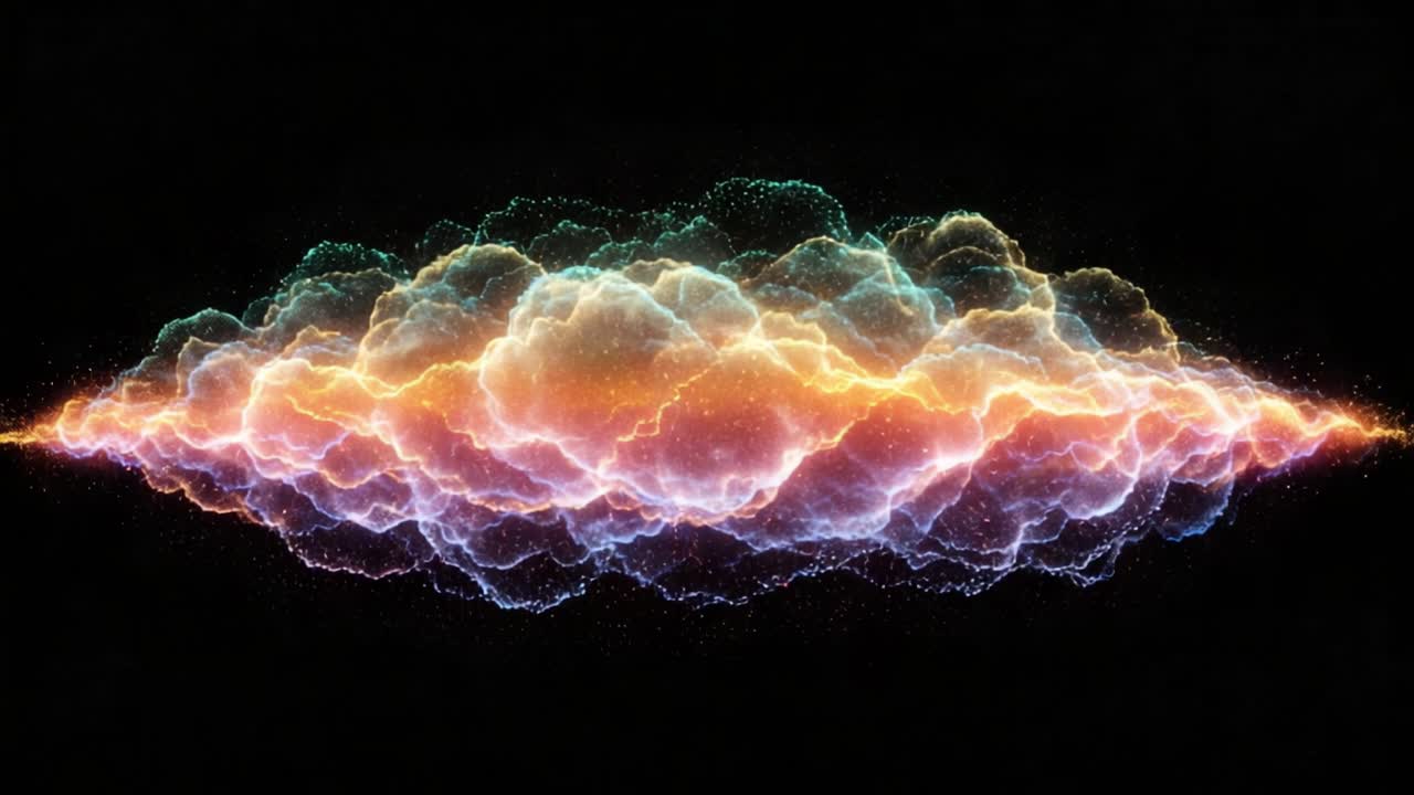 A Stunning Display of Cosmic Clouds: Vibrant Colors and Sparkling Particles Illuminate the Dark Background in a Mesmerizing Visual Spectacle