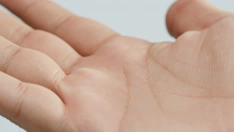 close-up of a human hand palm
