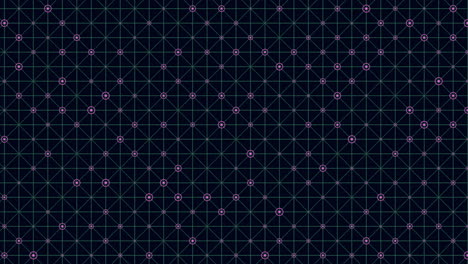 Black and blue geometric pattern with circles and squares in grid and hexagonal arrangement