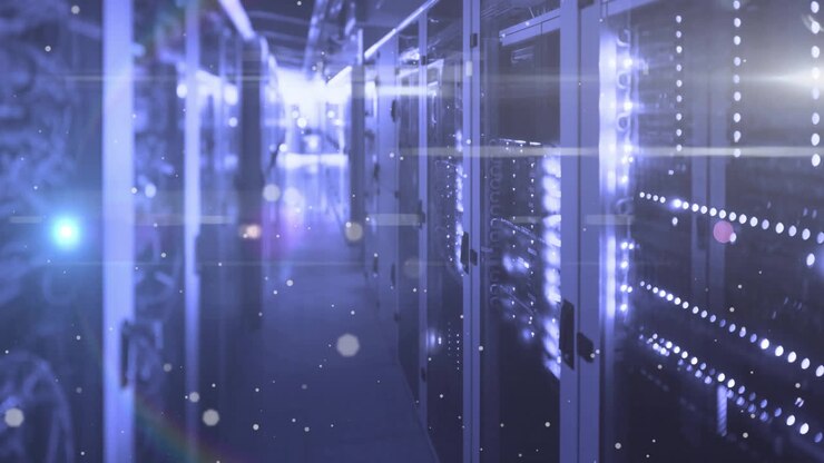 Animazione di punti luce che fluttuano su server