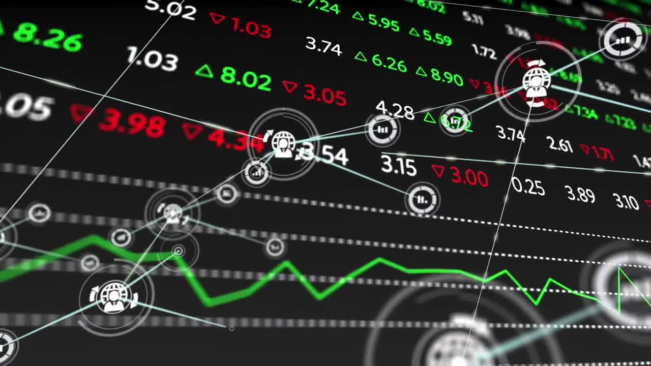 데이터 처리에 대한 아이콘으로 연결 네트워크의 애니메이션