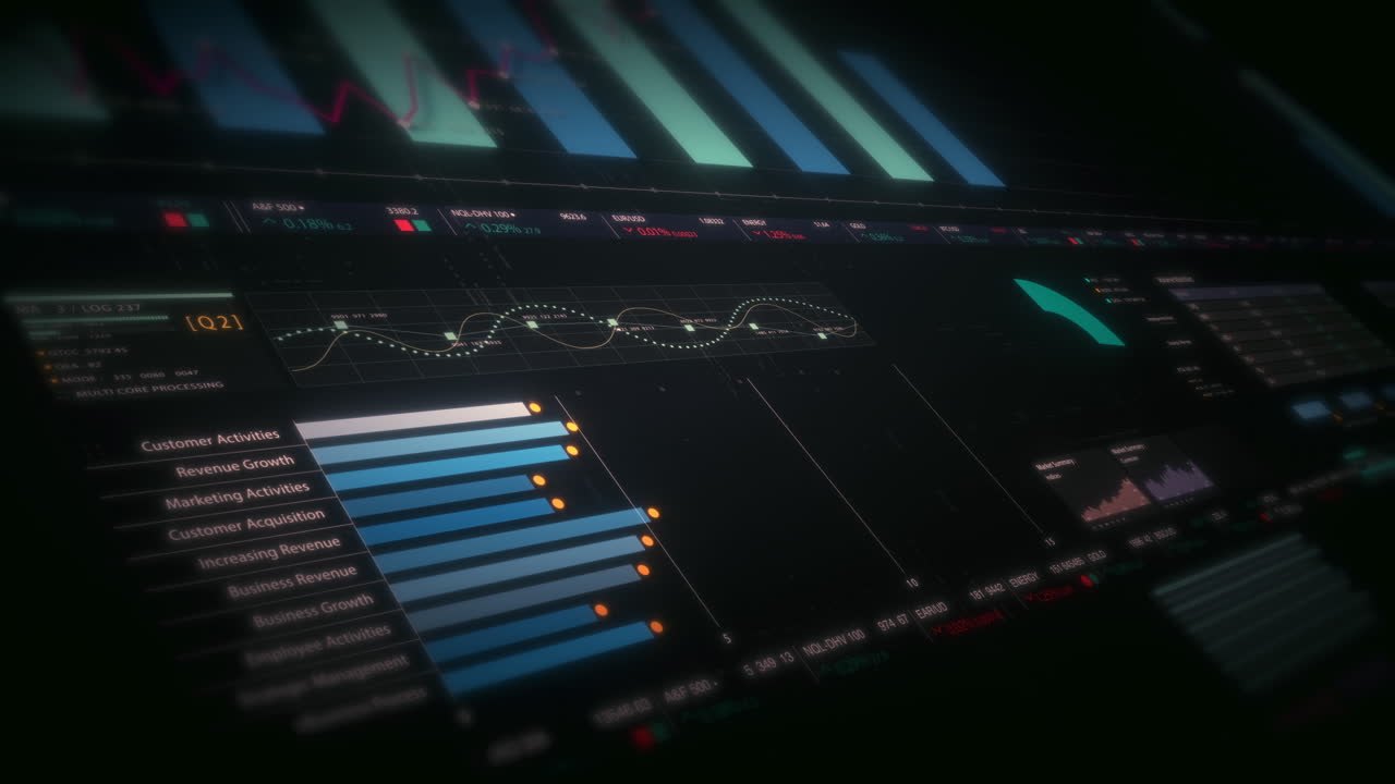 Dynamic data visuals for business info graphics, animated charts, and data-driven insights for a business meeting mock-up. Explore the world of trading, stock exchanges, and crypto