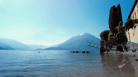 coast of varenna with a clear sky, lake como, italy