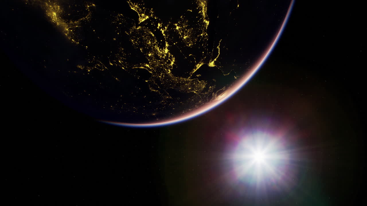 밤에는 우주에서 지구를 볼 수 있습니다.