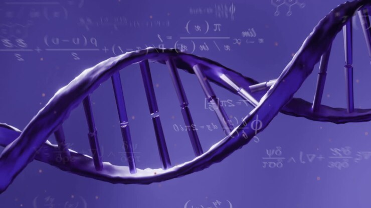 Animation of digital data processing over dna strand