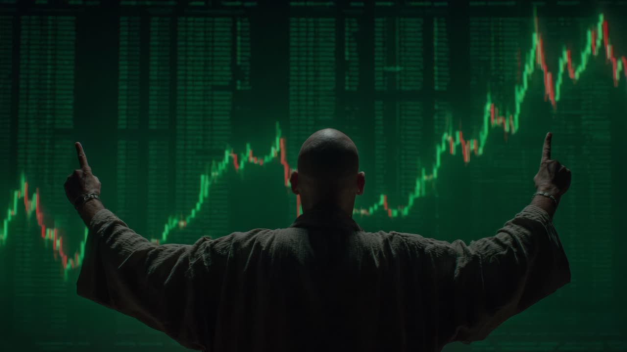 A Confident Leader Celebrating a Market Surge: The Story of Growth and Triumph Captured in Two Powerful Frames of Progress and Determination