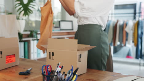 woman, fashion and box for small business