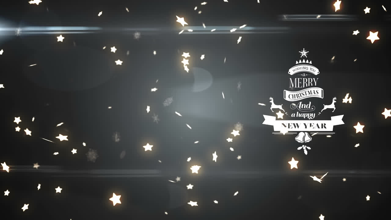 Animazione di auguri di Natale e neve che cade su sfondo blu