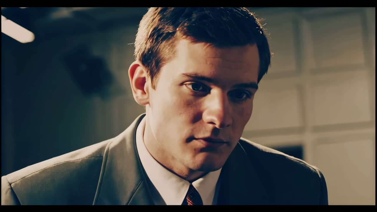 Man in 1950s Suit and Purple Fabric