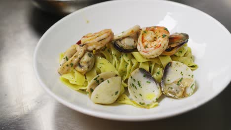 Plate-a-classic-traditional-spaghetti-tagliatelle-seafood-gourmet-Italian-cuisine