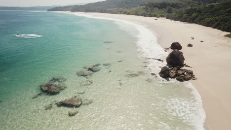 aerial tropical beach with stunning clear pristine water in east nusa tenggara indonesia sumba beach travel paradise