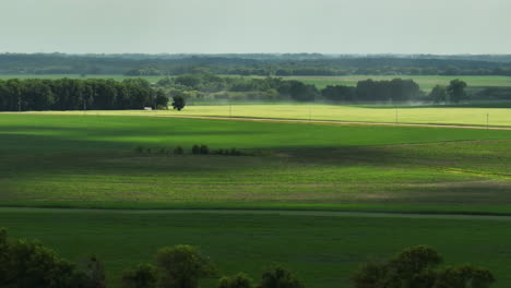 panorama of lush green countryside fields in summer near rochester, minnesota, usa