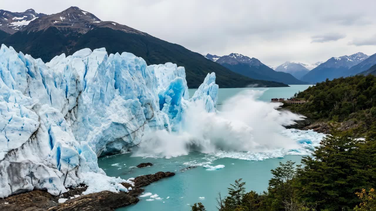 Distacco di ghiacciai nel lago