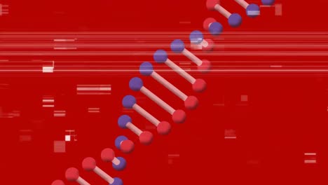 Animación-De-Interferencia-Y-Cadena-De-ADN-Sobre-Fondo-Rojo.