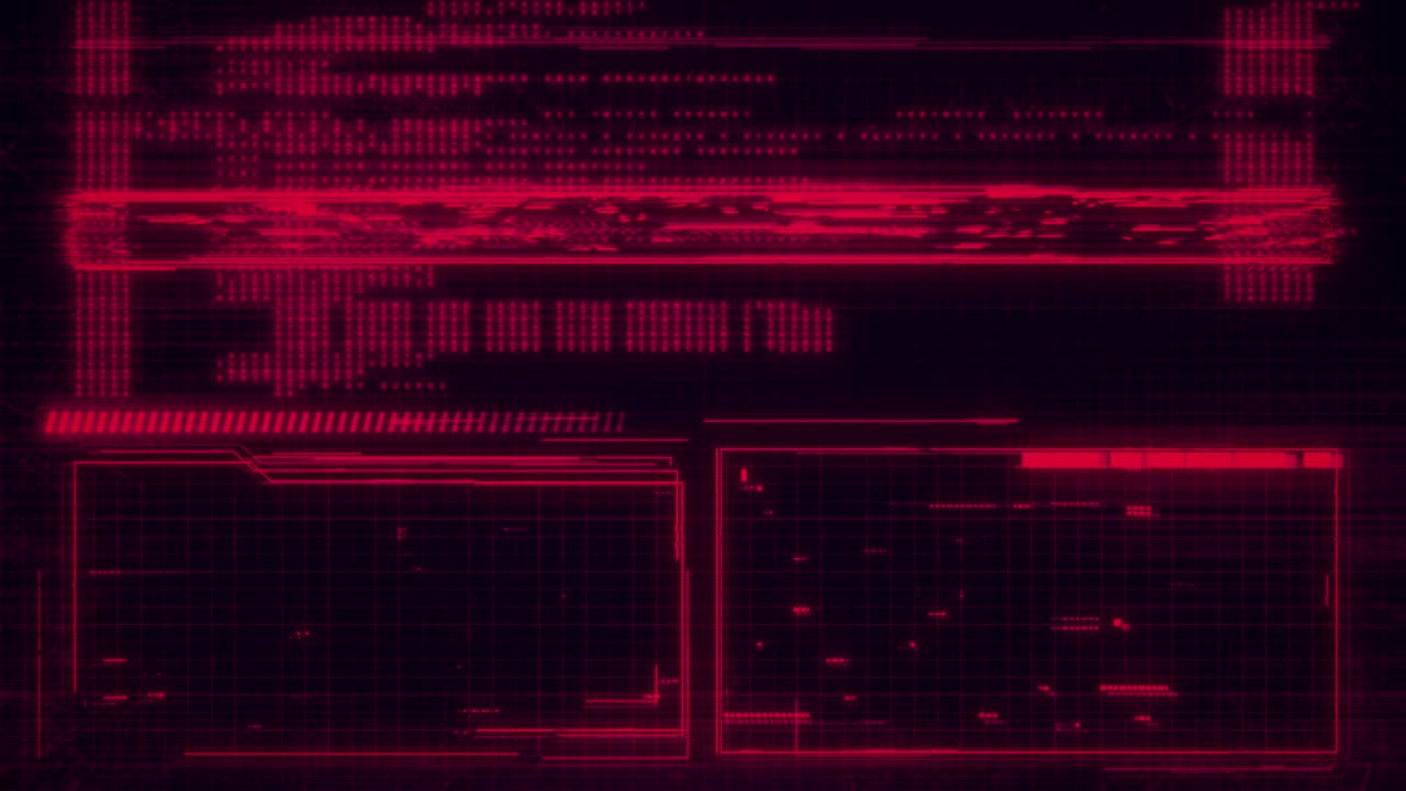 Abstract Red Looping Display Background with Data and Screen Distortion