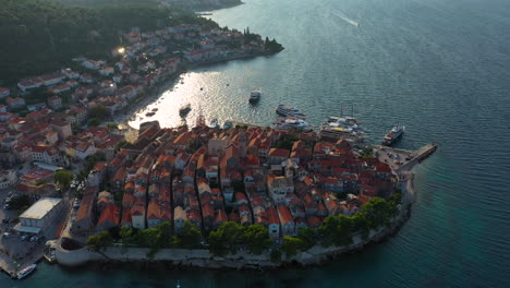 beautiful korcula town, korcula island croatia, aerial view