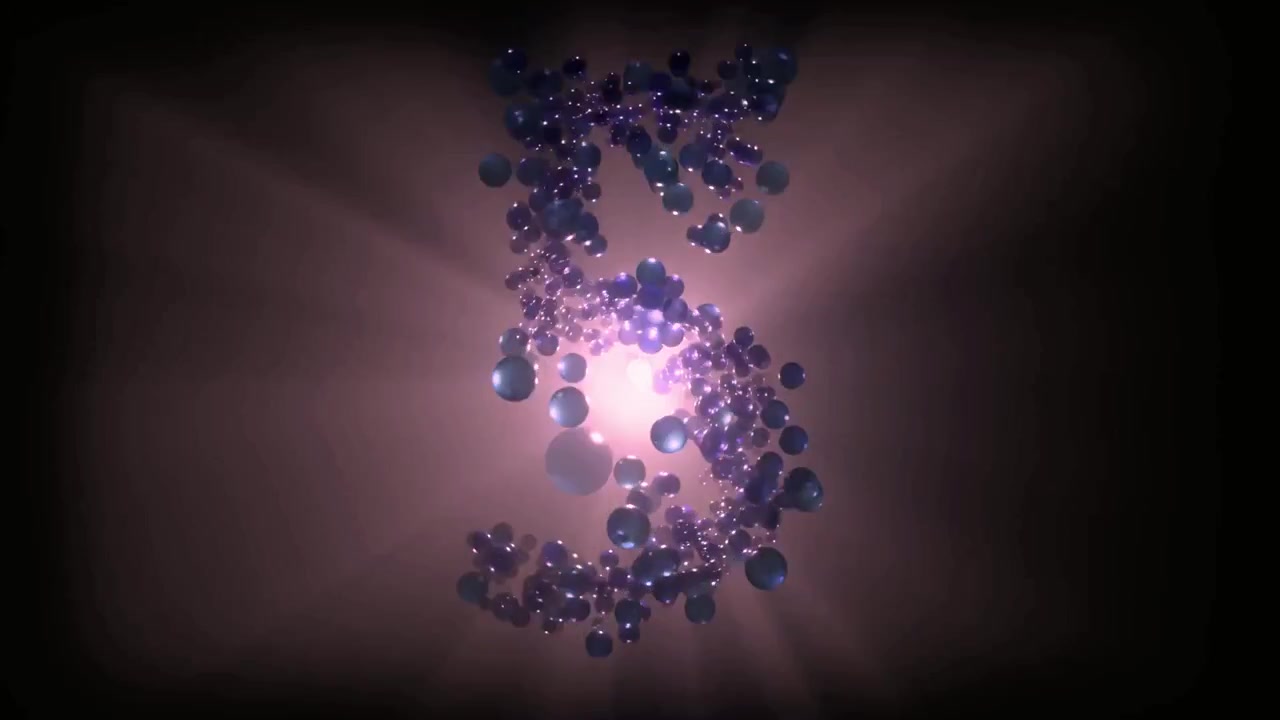 Conto alla rovescia animato con sfere fluttuanti e bagliore luminoso