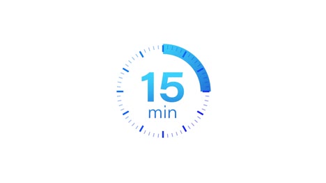 the 15 minutes timer. stopwatch icon in flat style. motion graphics.