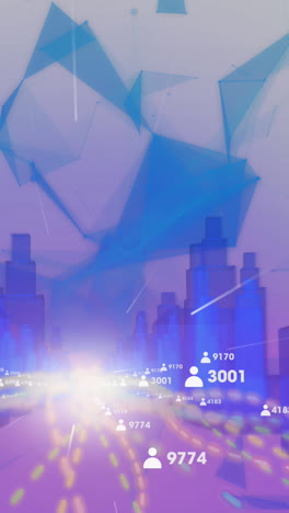 animation of light and numbers moving in metaverse city