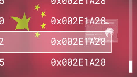 animación de datos financieros y gráficos en pantallas sobre la bandera de china