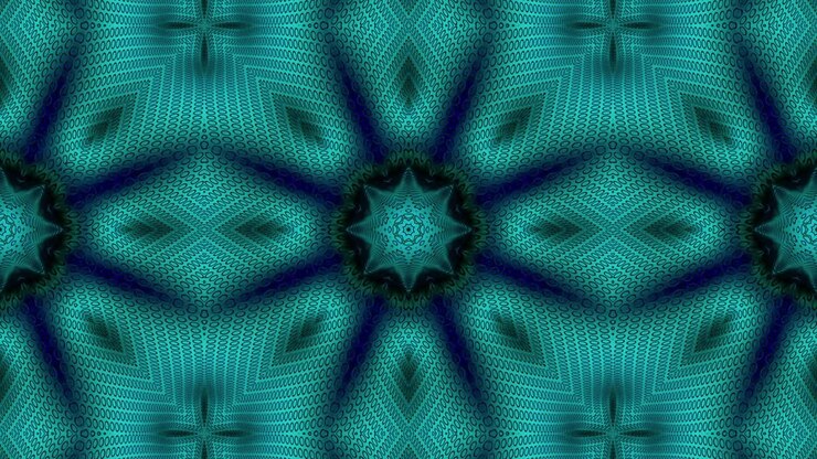 3d Looped abstract ornate decorative background. Hypnotic trendy kaleidoscope.