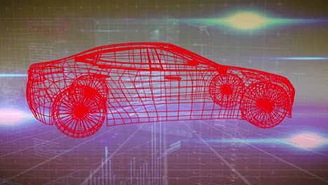 animación del proyecto de coche girando en espacio rosa y amarillo