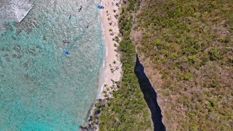 Playa-Fronton-beach-and-cliff,-Las-Galeras