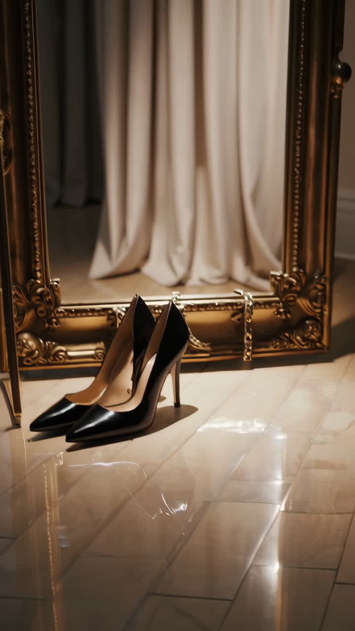 Black High Heels in Elegant Room