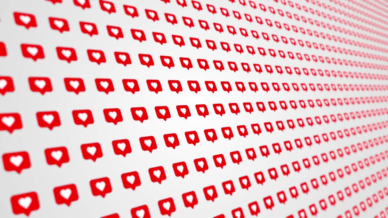 como iconos de corazón patrón de red de redes sociales fondo animado de primer plano