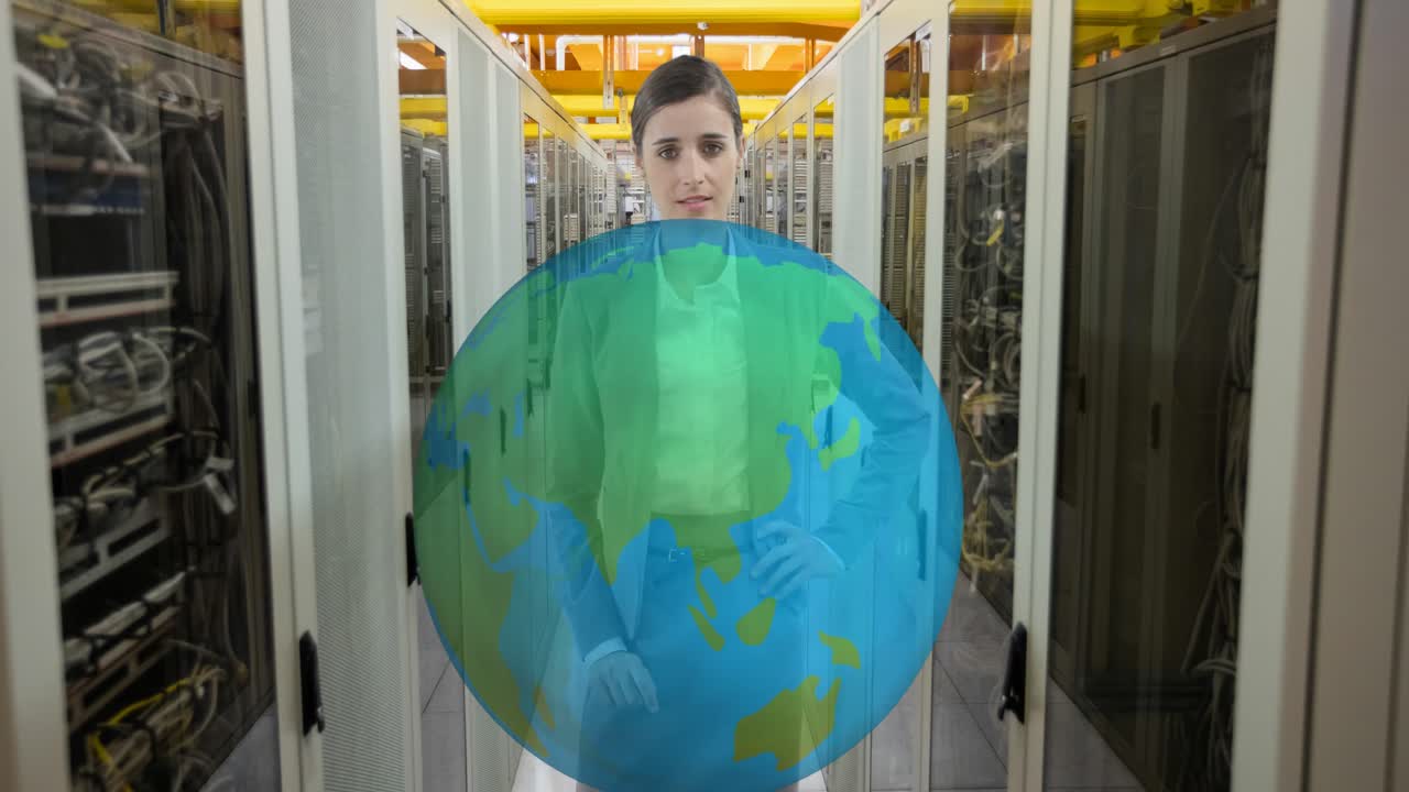 compuesto digital de una técnica en una sala de servidores 4k