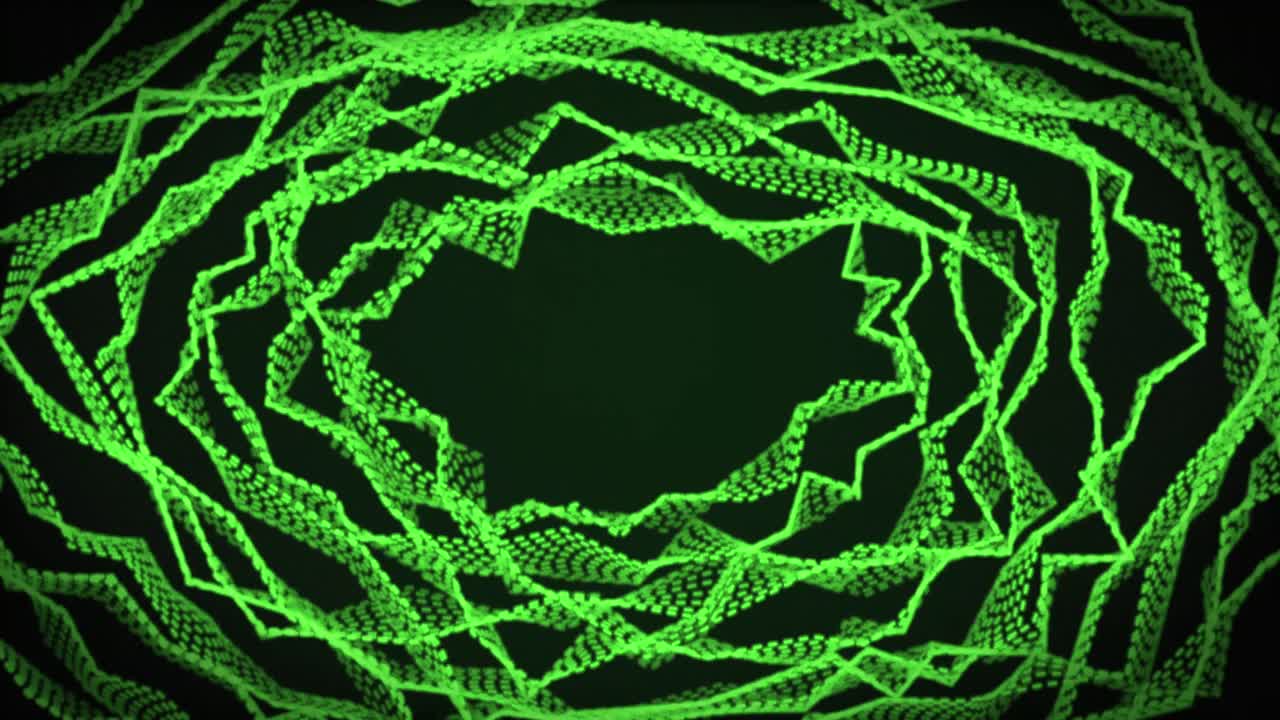 Animation of green network of connections over black background