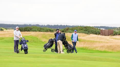 golfers preparing on a scenic course