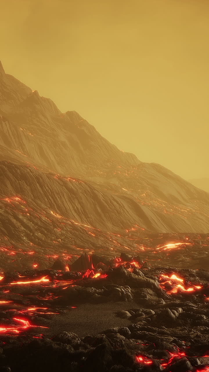 flujos de lava en un planeta volcánico