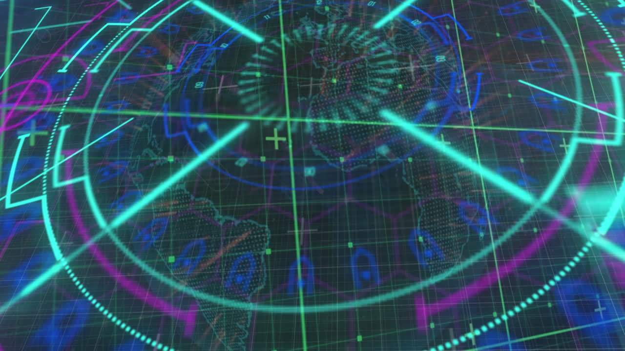 검은색 배경에 대한 추상적인 패턴과 지구 위에 원으로 만달라 패턴의 애니메이션