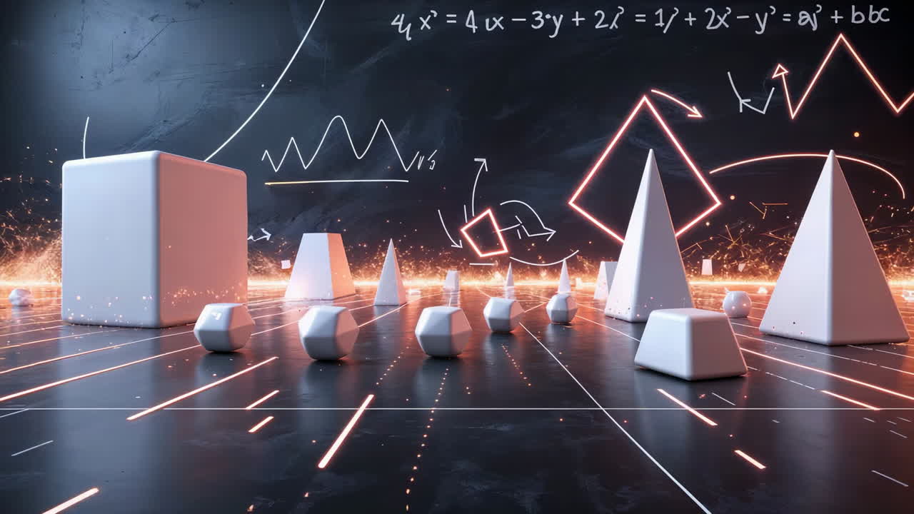 Abstract Mathematics and Geometry with 3D Shapes and Equations