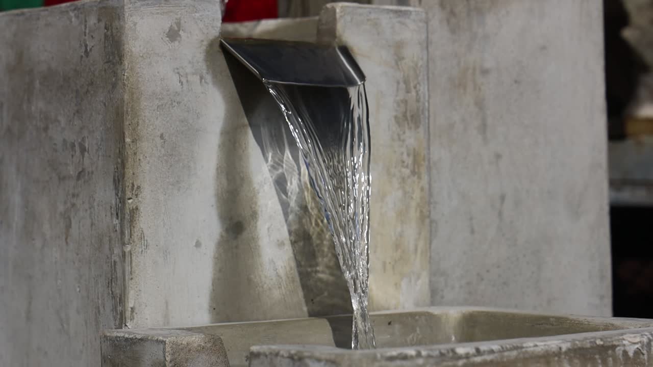 Fountain at garden with running water