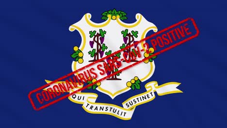 estado de connecticut estados unidos bandera balanceada estampada con respuesta positiva covid-19, bucle