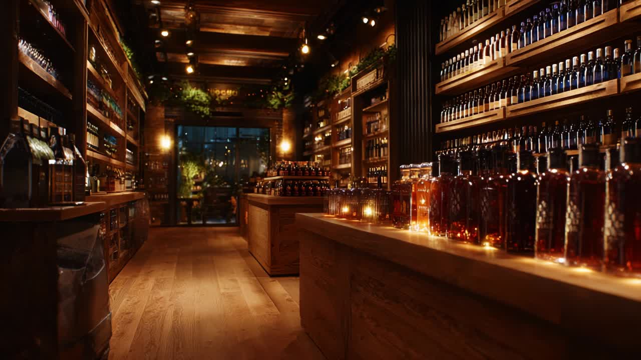 Liquor Store Interior with Bottles on Shelves