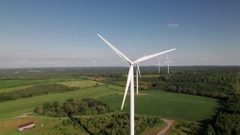 panoramic drone view of wind farm power station, canada 4k