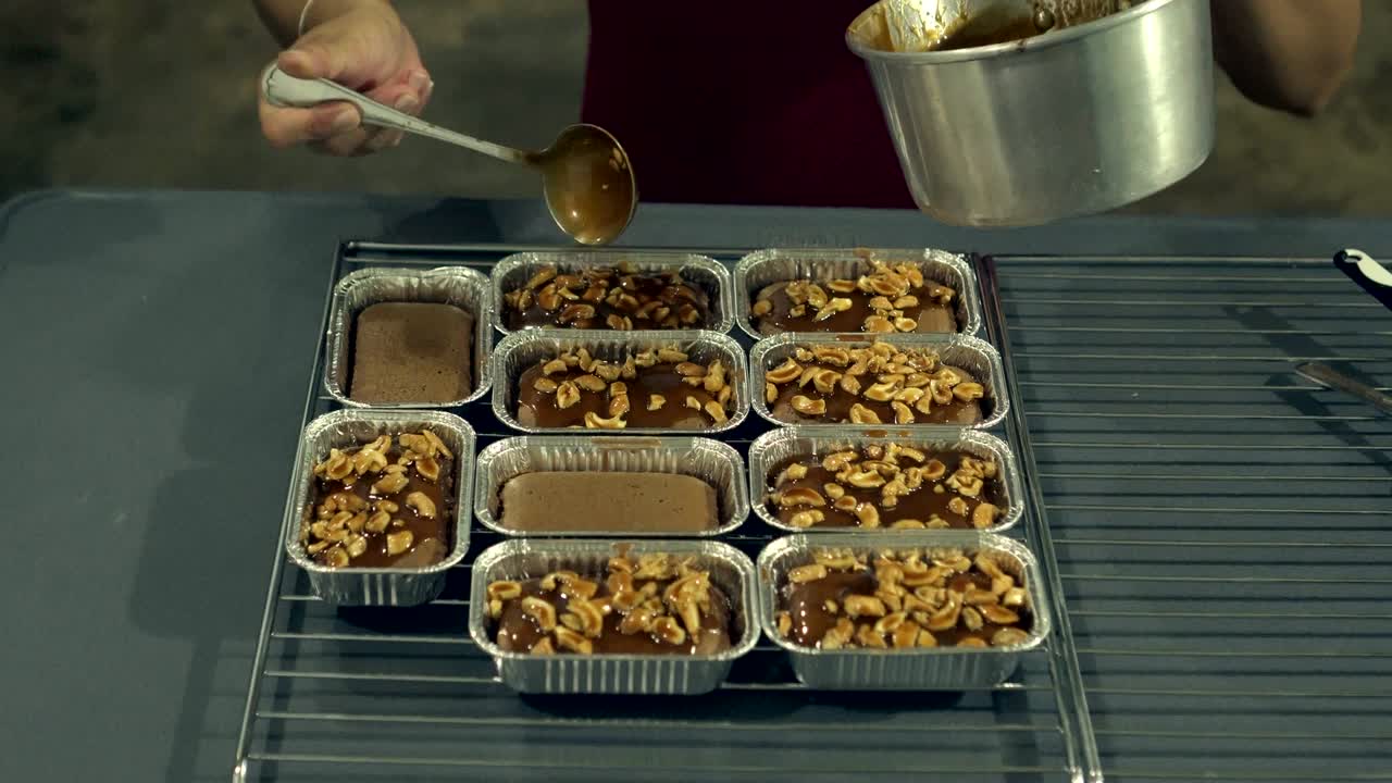 Topped with chocolate