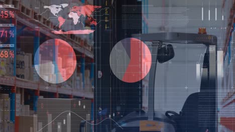 animation of data processing over empty warehouse